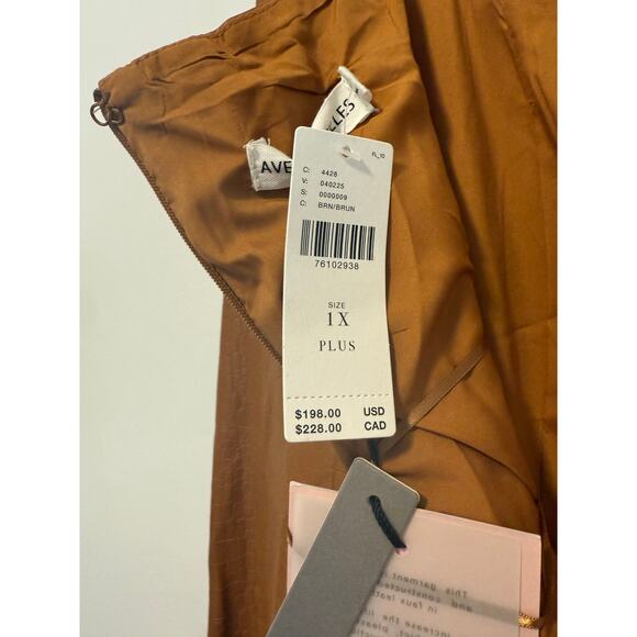 NWT Anthropologie Avec Les Filles Faux Brown Leather Seamed Swing Dress 1XL - Picture 10 of 12